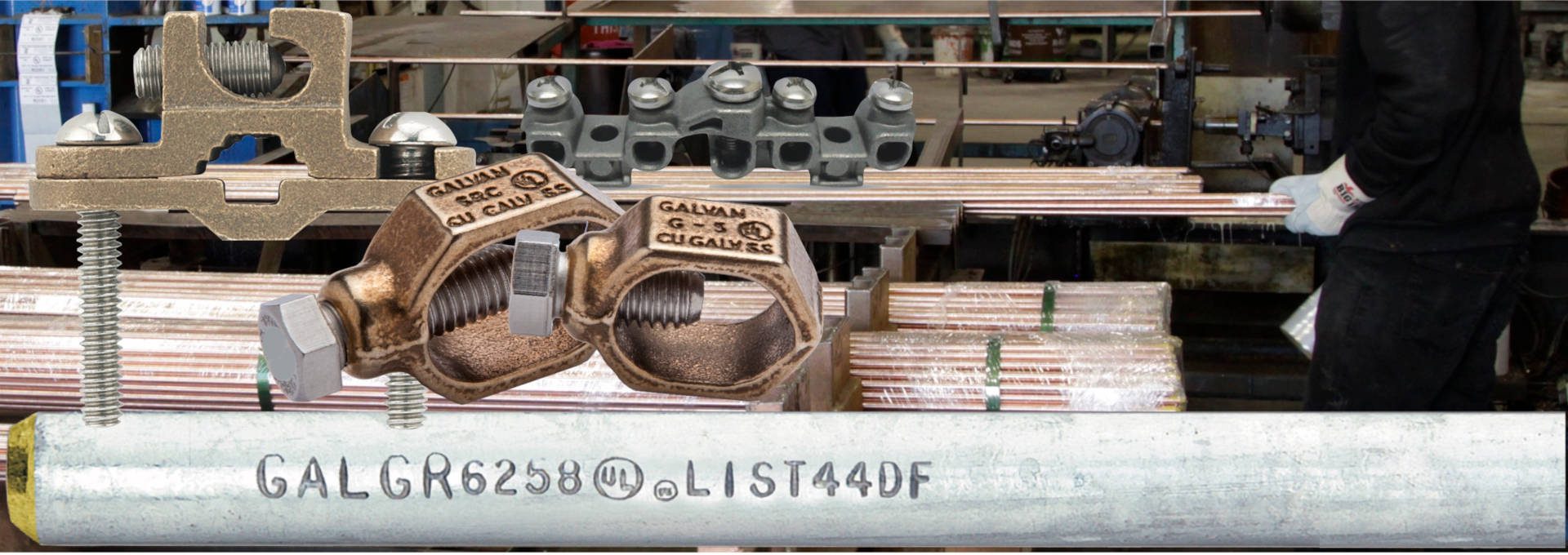 Galvan Electrical ULListed Ground rods, clamps and connectors